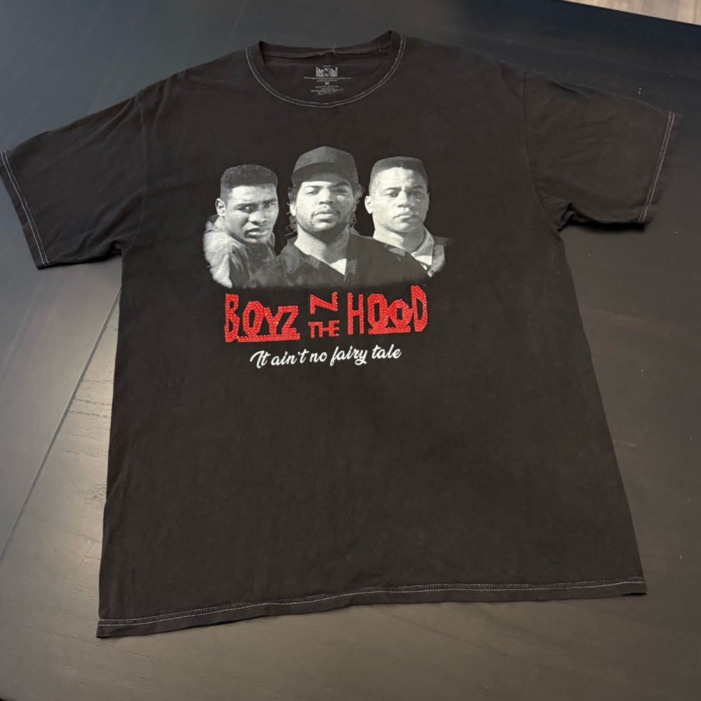Fashion Nova Black 'Boyz N The Hood' Rhinestone Graphic Tee